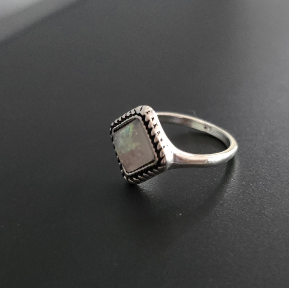 Fire Opal Bezel Set Triangular Quality Titanium S… - image 2